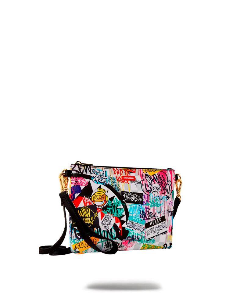 SPRAYGROUND CREATE ANOTHER DAY CROSSOVER CLUTCH W/ SHOUDLER STRAP