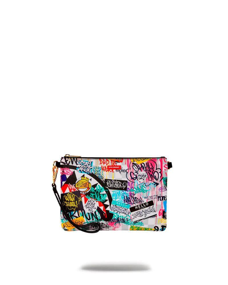 SPRAYGROUND CREATE ANOTHER DAY CROSSOVER CLUTCH W/ SHOUDLER STRAP