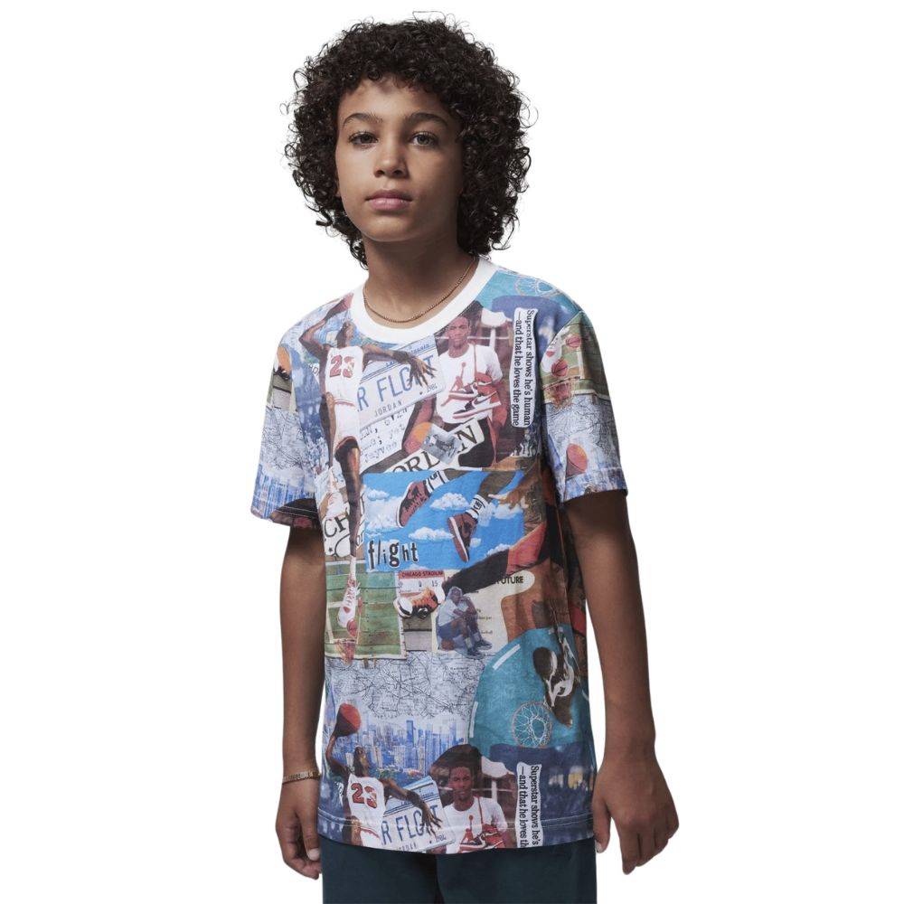 NIKE JORDAN BOYS MJ BROOKLYN COLLAGE ALL OVER PRINT SHORT SLEEVE