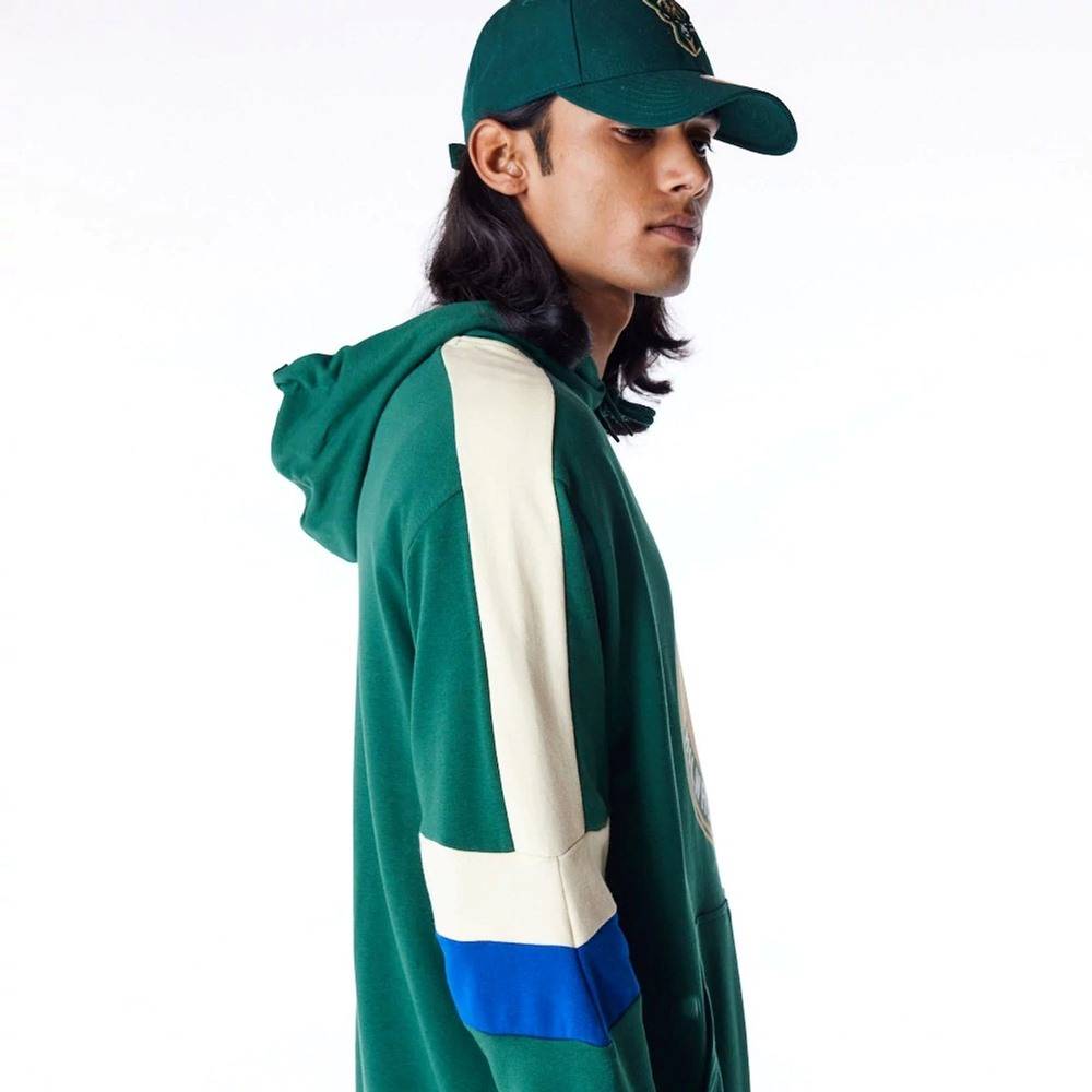 NEW ERA COLOUR BLOCK OVERSIZE HOODIE MILWAUKEE BUCKS