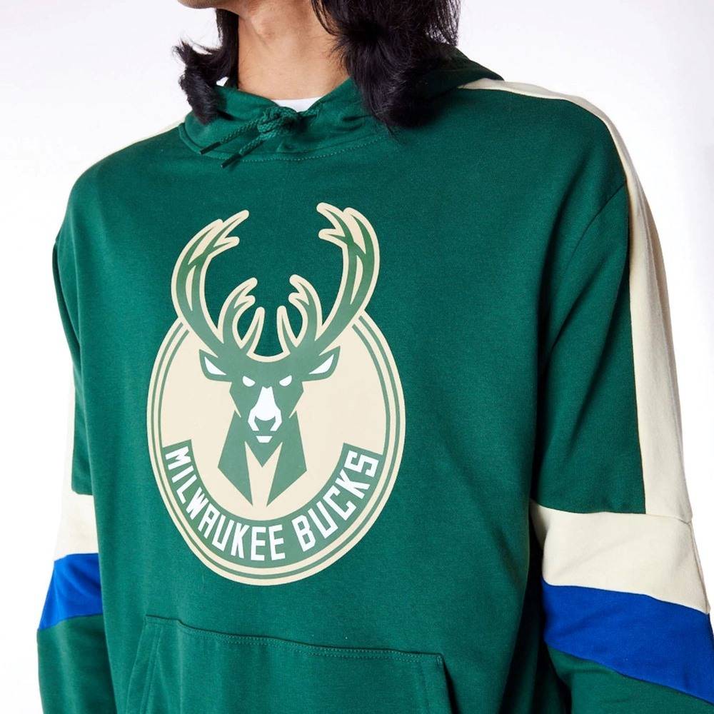NEW ERA COLOUR BLOCK OVERSIZE HOODIE MILWAUKEE BUCKS