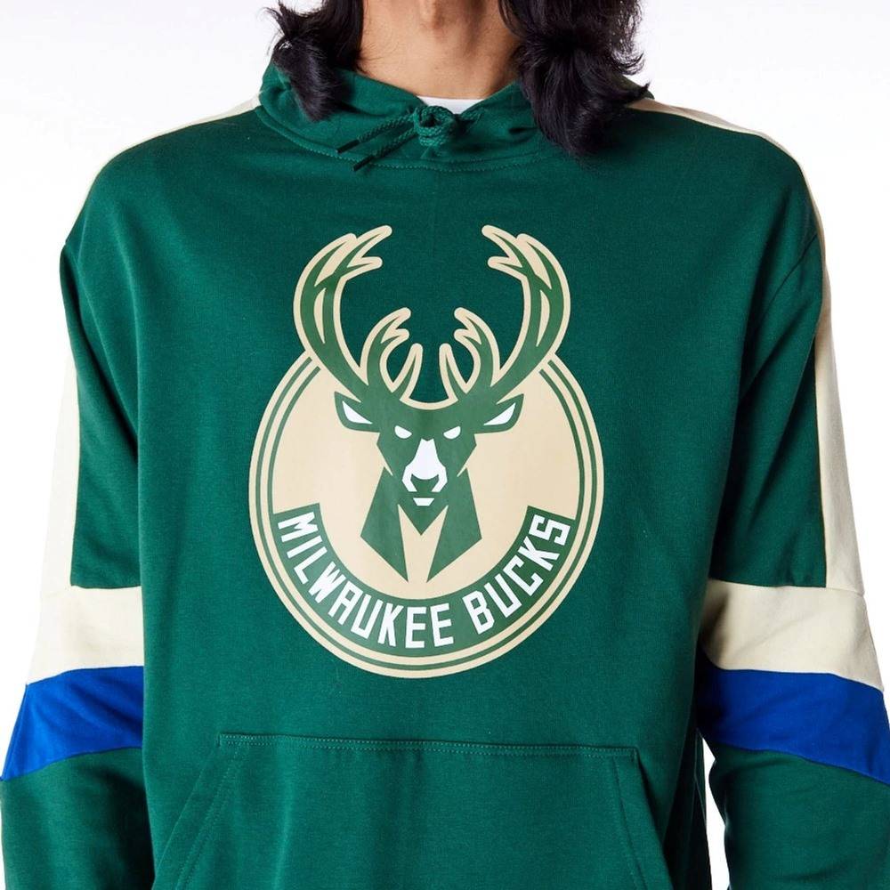NEW ERA COLOUR BLOCK OVERSIZE HOODIE MILWAUKEE BUCKS