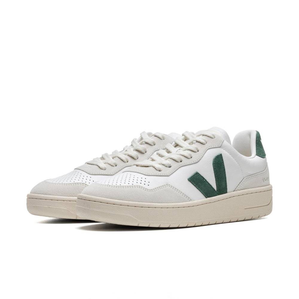 VEJA V-90 ORGANIC LEATHER RETRO SNEAKERS