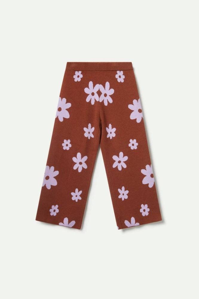 COMPANIA FANTASTICA GIRLS KNIT PANTS WITH FLOWER PRINT