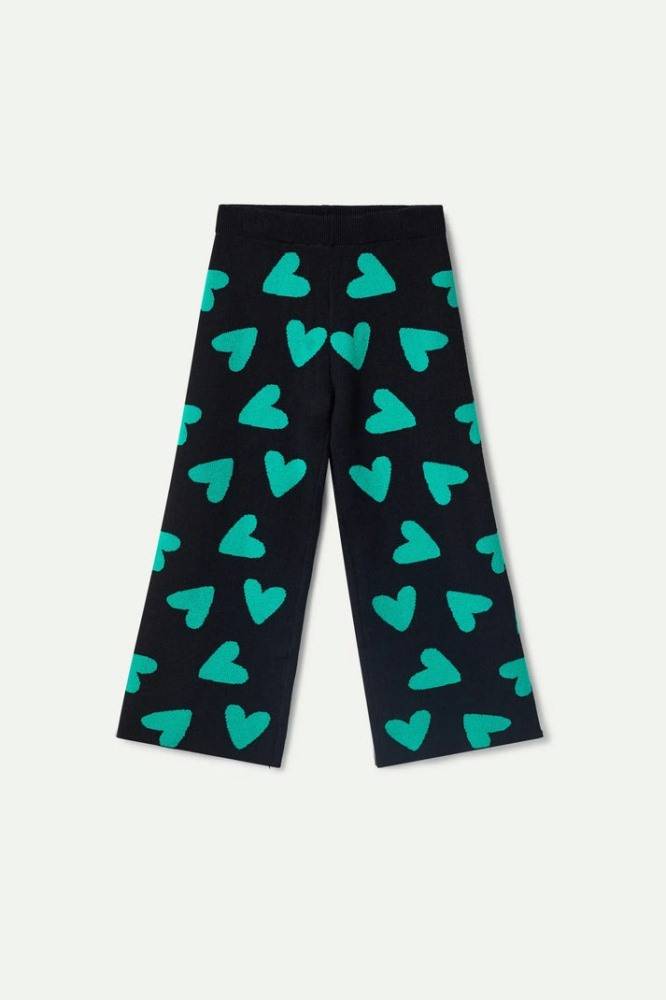 COMPANIA FANTASTICA GIRLS KNIT PANTS WITH HEART PRINT