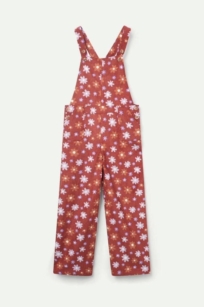 COMPANIA FANTASTICA GIRLS CORDUROY JUMPSUIT WITH FLORAL PRINT