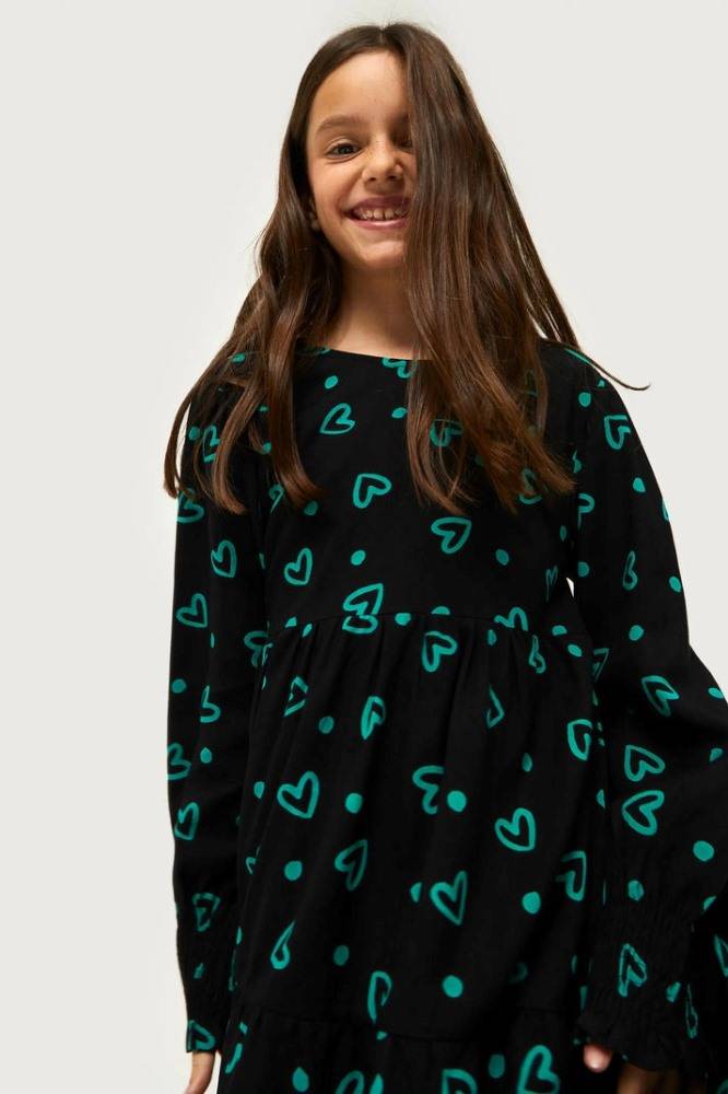 COMPANIA FANTASTICA GIRLS SHORT DRESS WITH HEART PRINT