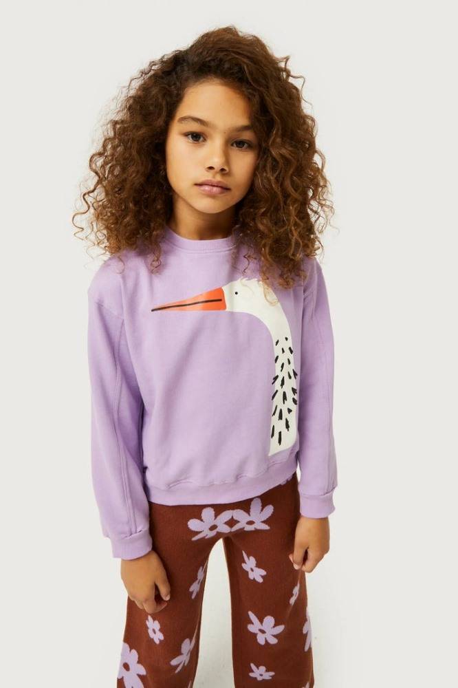 COMPANIA FANTASTICA GIRLS SWEATSHIRT WITH HERON PRINT
