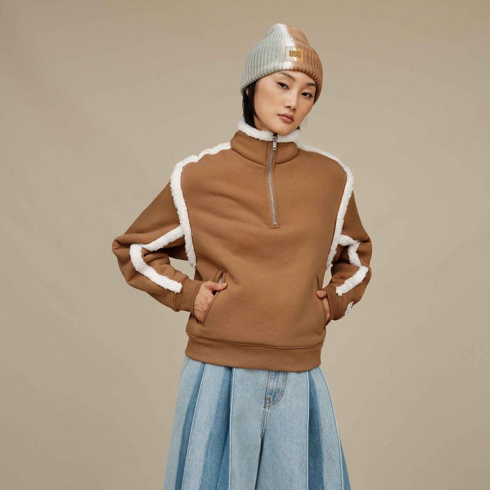 UGG LYDI BONDED FLEECE HALF ZIP