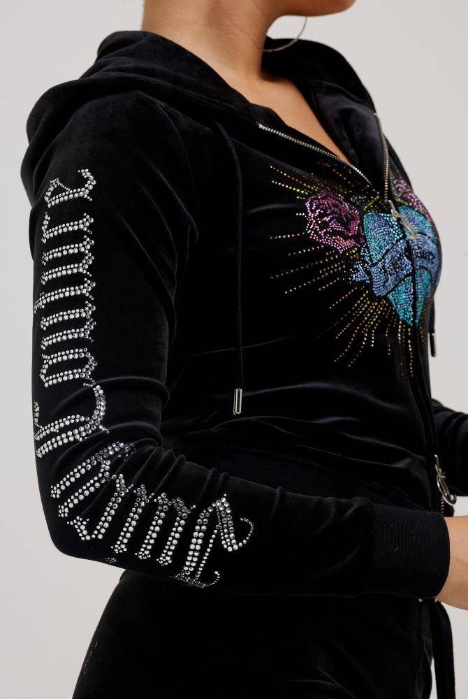 JUICY COUTURE SACRED HEART DIAMANTE CLASSIS VELOUR ROBERTSON HOODIE