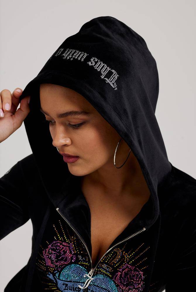 JUICY COUTURE SACRED HEART DIAMANTE CLASSIS VELOUR ROBERTSON HOODIE