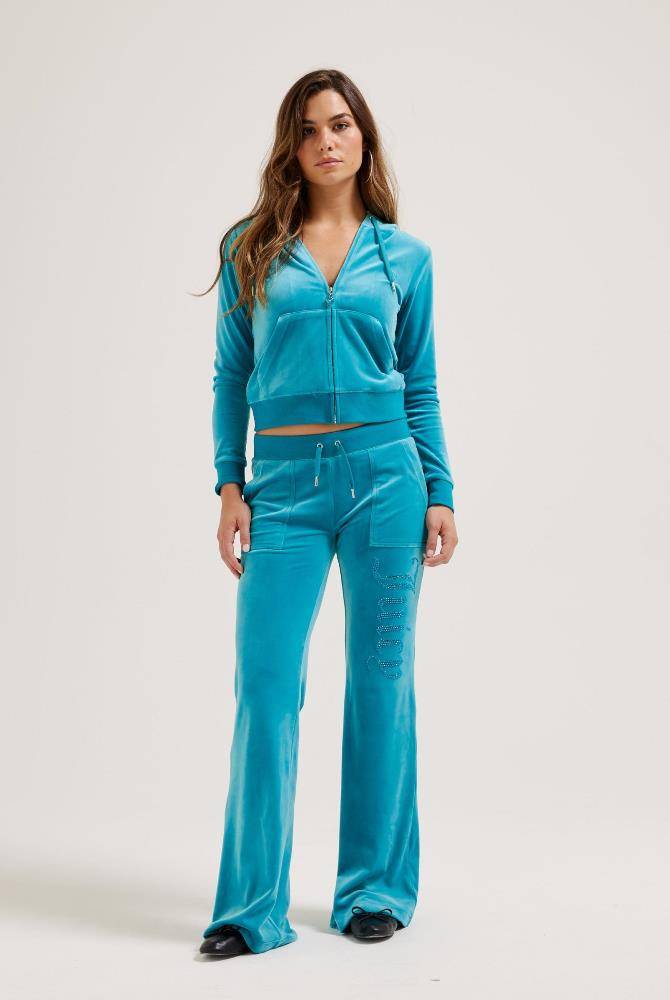 JUICY COUTURE JEWELLED LOW RISE CLASSIC VELOUR LAYLA LOW RISE PANT
