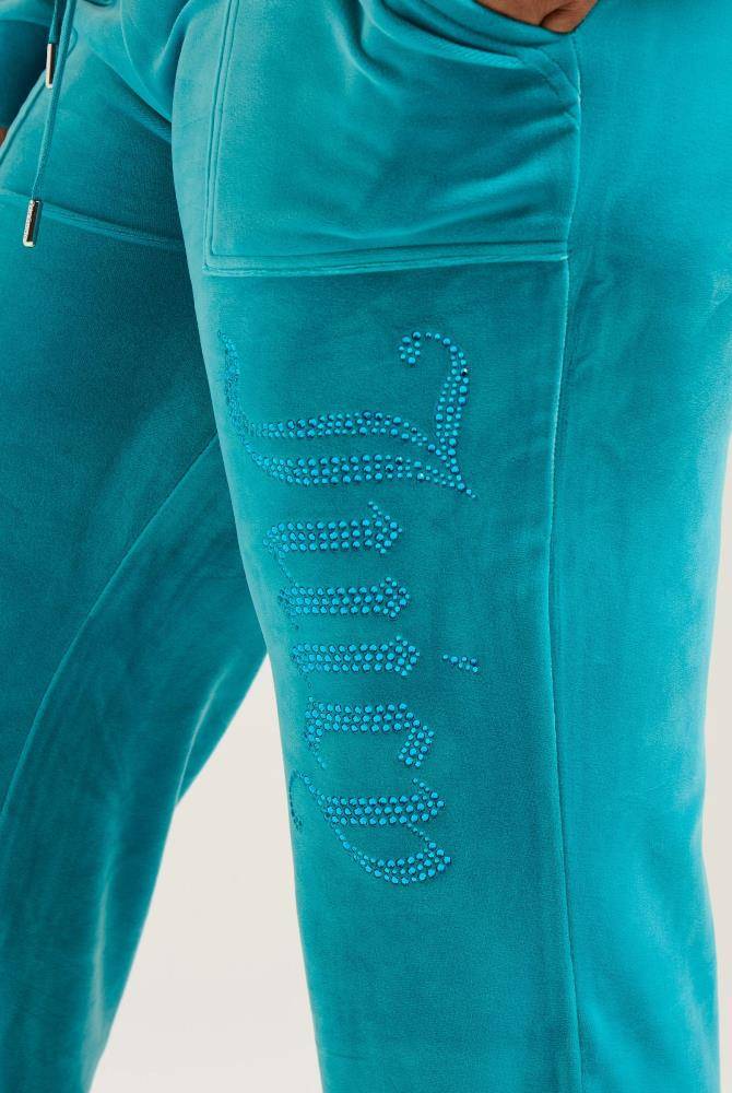 JUICY COUTURE JEWELLED LOW RISE CLASSIC VELOUR LAYLA LOW RISE PANT