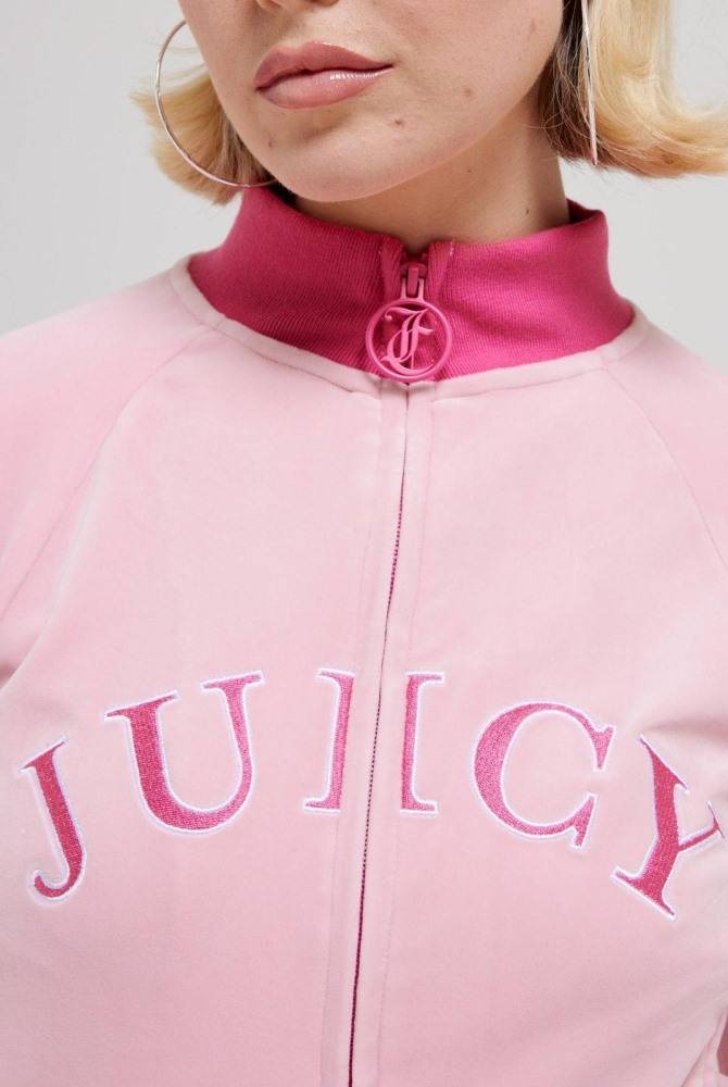 JUICY COUTURE COLLEGIATE RESIA RECYCLED VELOUR OVERSIZED TRACK TOP