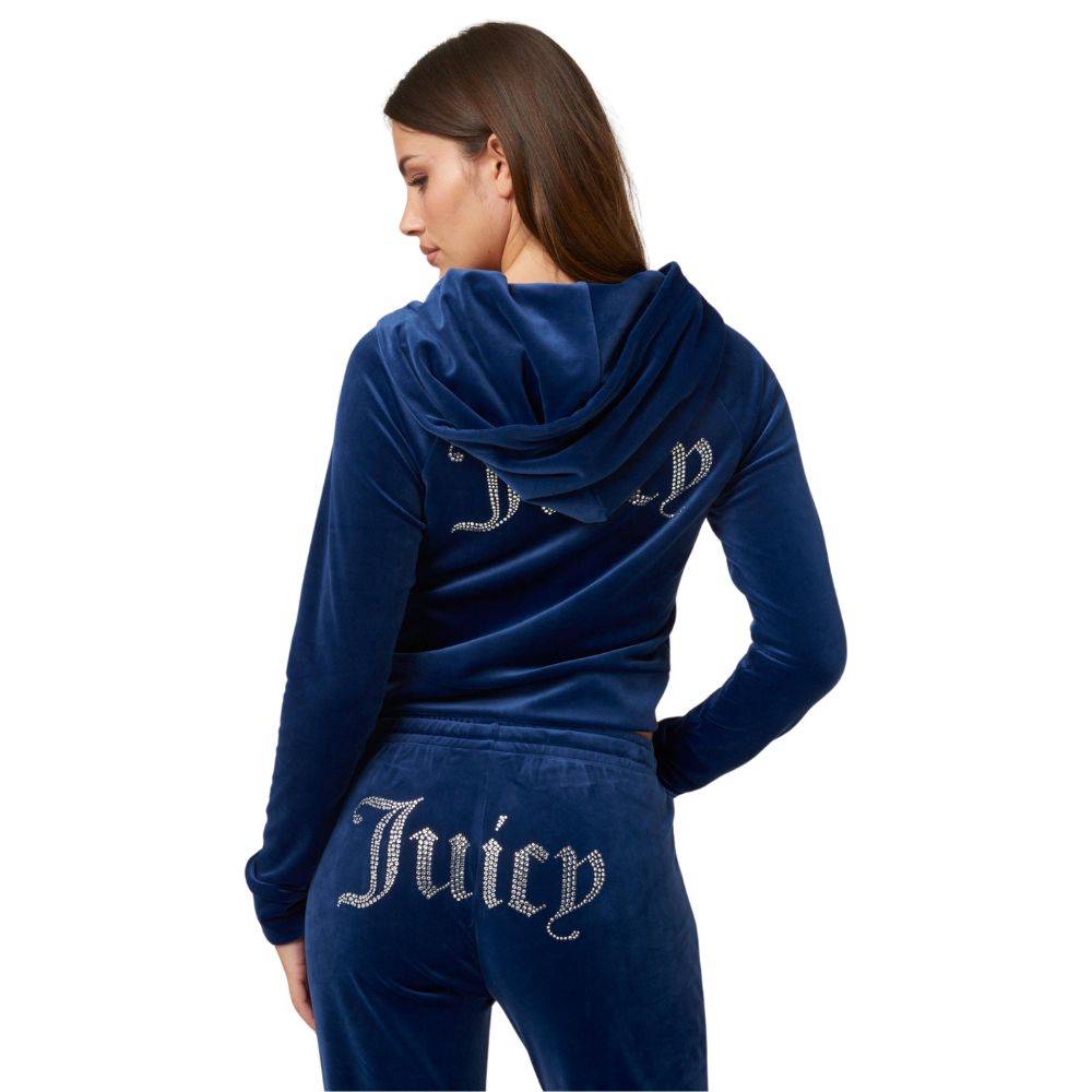 JUICY COUTURE MADISON DIAMANTE VELOUR ZIP-THROUGH HOODIE