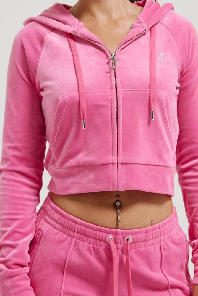 JUICY COUTURE MADISON DIAMANTE VELOUR ZIP-THROUGH HOODIE