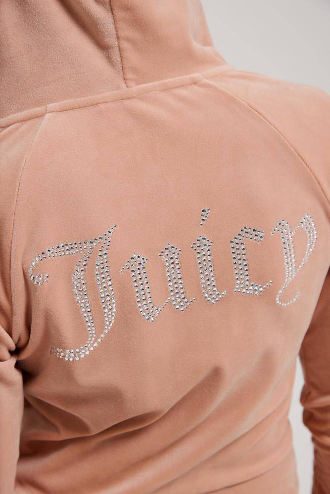 JUICY COUTURE MADISON DIAMANTE VELOUR ZIP-THROUGH HOODIE