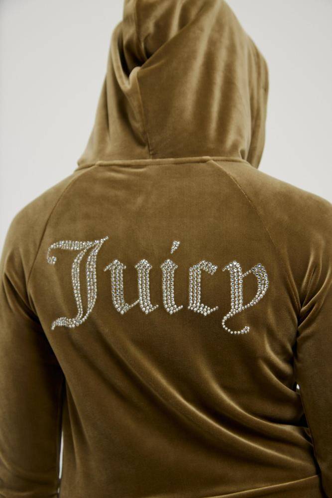 JUICY COUTURE MADISON DIAMANTE VELOUR ZIP-THROUGH HOODIE