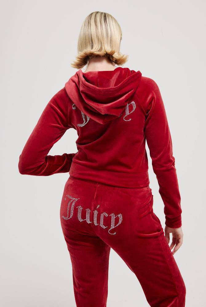 JUICY COUTURE MADISON DIAMANTE VELOUR ZIP-THROUGH HOODIE