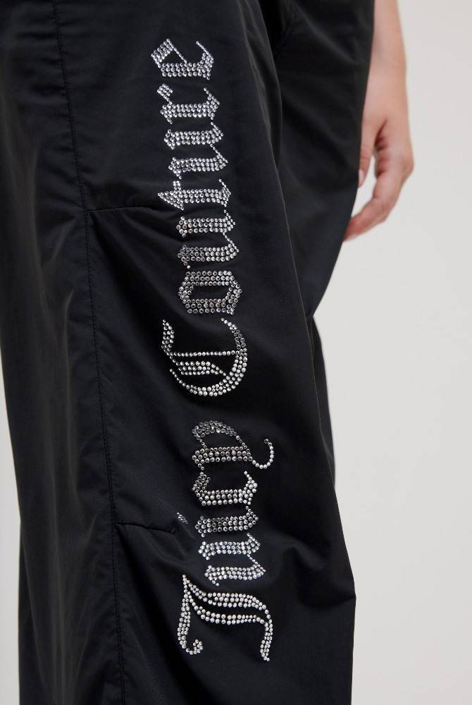 JUICY COUTURE AYLA LEG DIAMANTE LOGO PARACHUTE PANTS