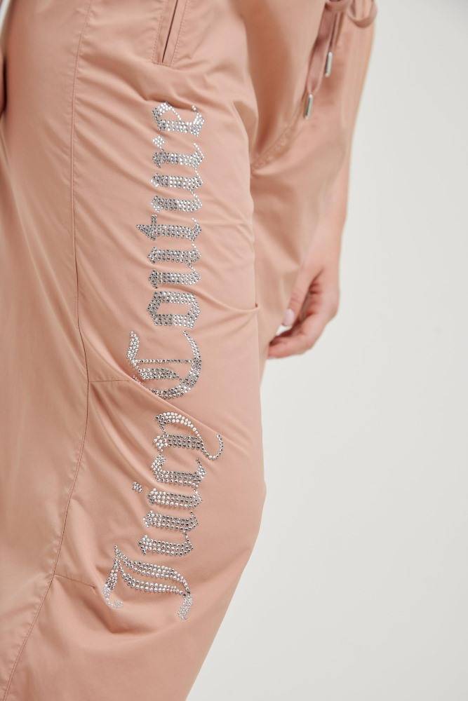JUICY COUTURE AYLA LEG DIAMANTE LOGO PARACHUTE PANTS