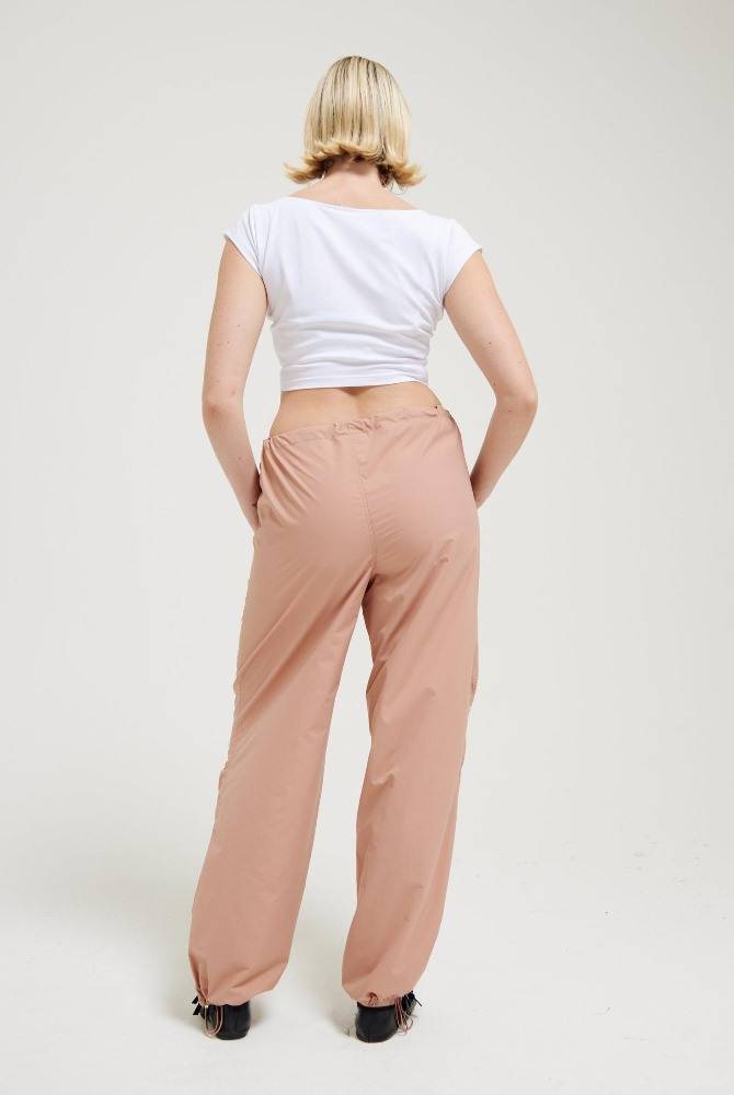 JUICY COUTURE AYLA LEG DIAMANTE LOGO PARACHUTE PANTS