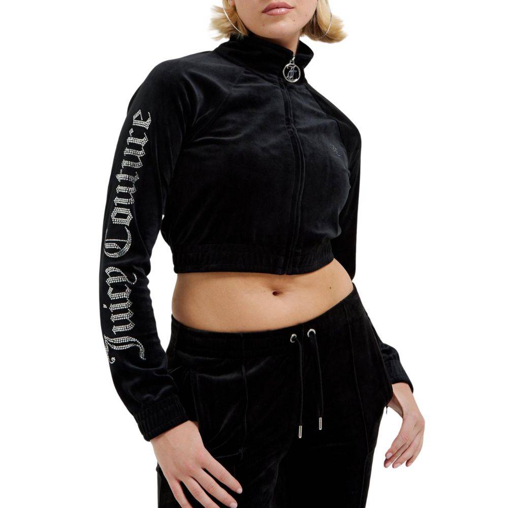 JUICY COUTURE TASHA DIAMANTE VELOUR CROPPED TRACKTOP