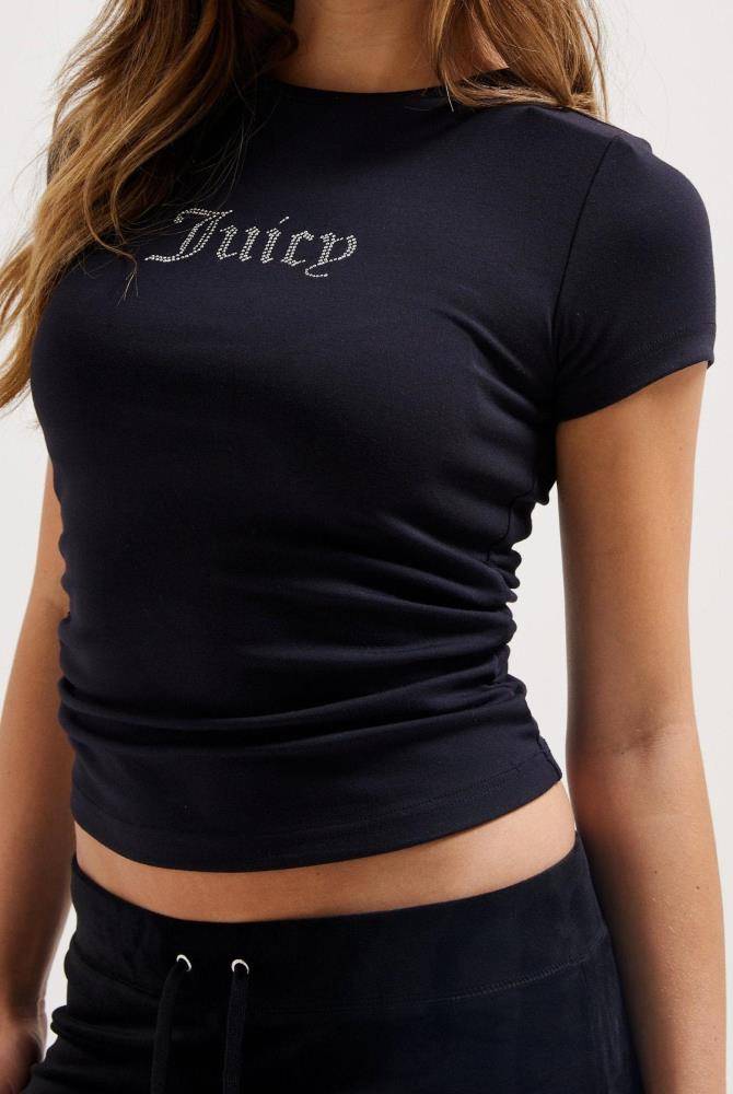 JUICY COUTURE DOT RUCHED SS FIITTED TEE