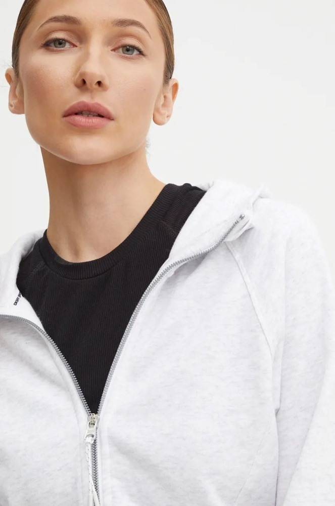 DKNY EMB LOGO CROP FULL ZIP HOODIE