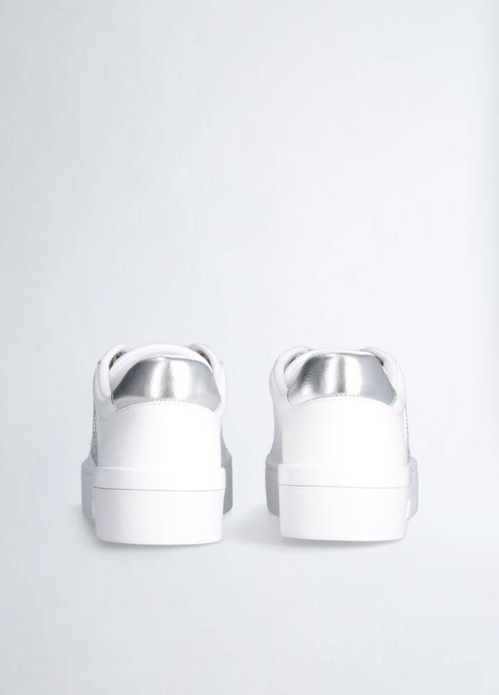 LIU JO SILVIA 93 - WHITE SNEAKERS WITH BEJEWELLED LOGO