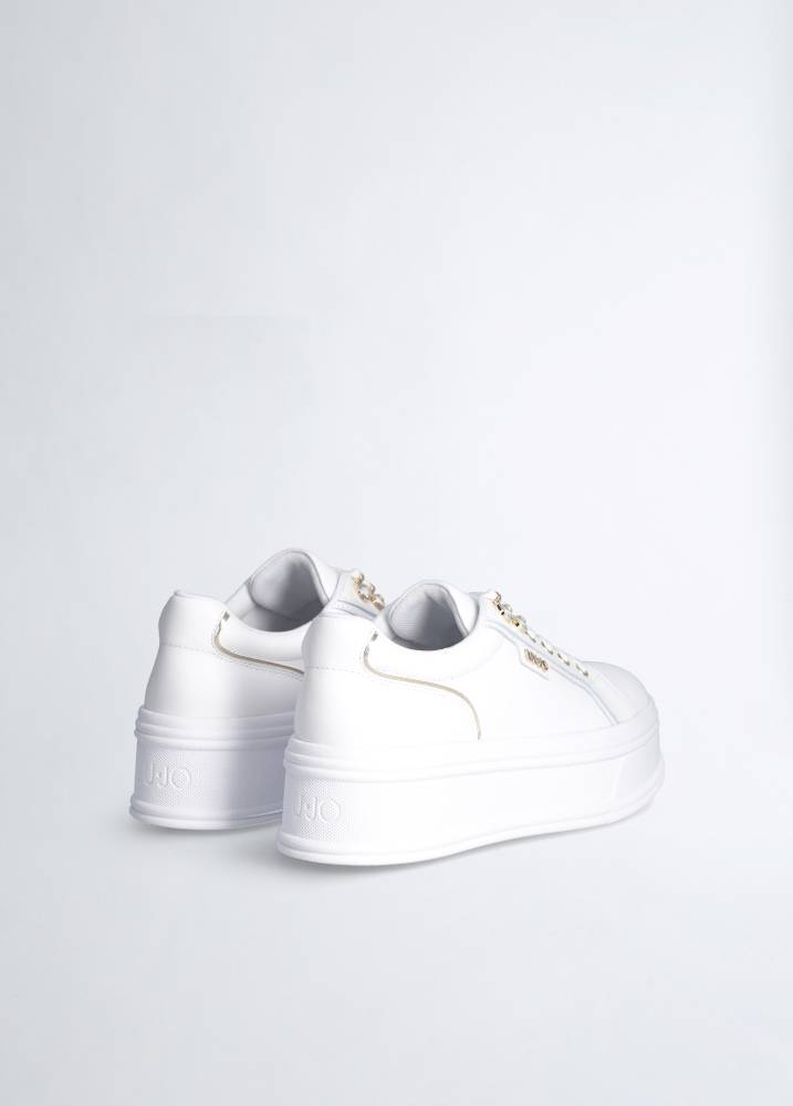 LIU JO SELMA 11 - PLATFORM LEATHER SNEAKERS WITH GEMSTONES
