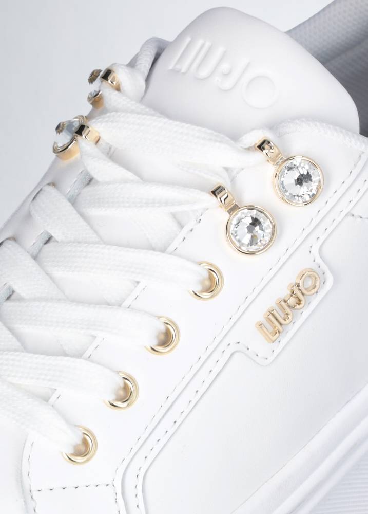 LIU JO SELMA 11 - PLATFORM LEATHER SNEAKERS WITH GEMSTONES