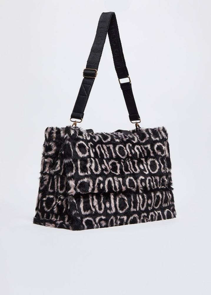 LIU JO FAUX FUR SOFT SHOPPING BAG AOP
