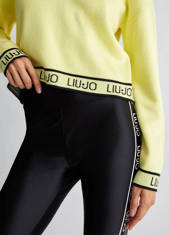 LIU JO SILK BLEND KNIT SWEATER WITH LOGO