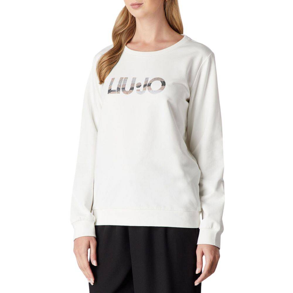 LIU JO SWEATER WITH LOGO AND GEMSTONES