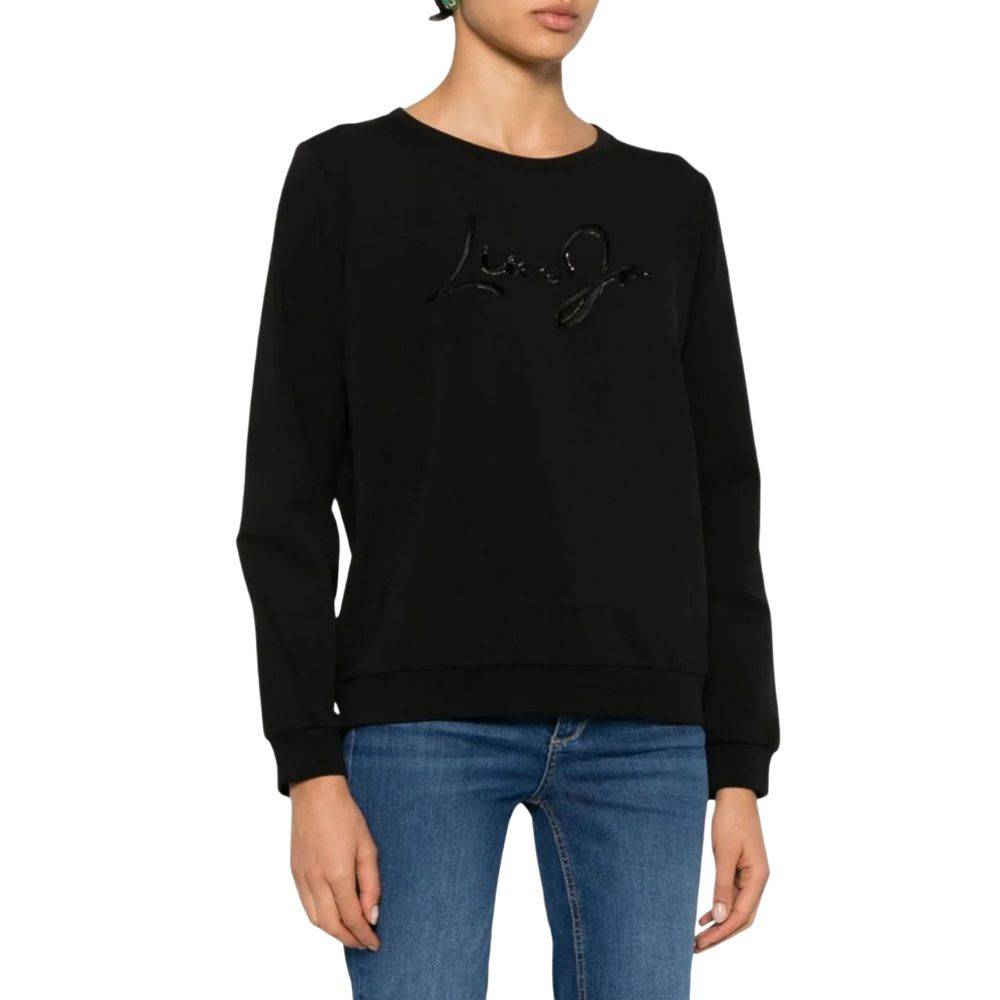 LIU JO SWEATER WITH LOGO AND GEMSTONES