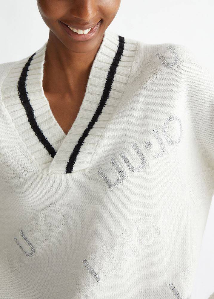 LIU JO WOOL BLEND SWEATER WITH LOGO