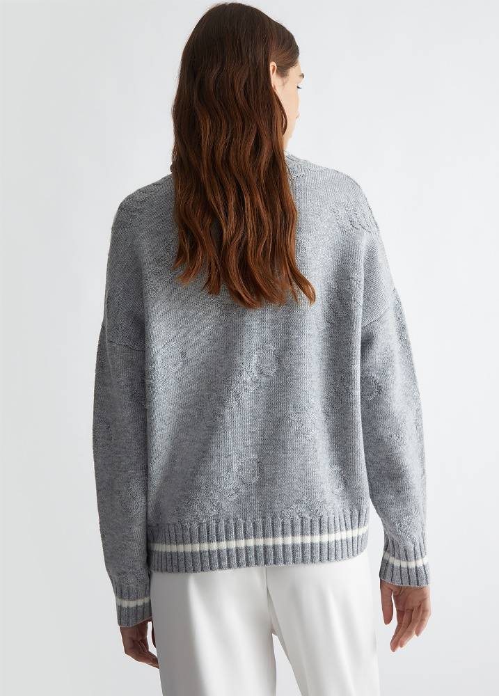 LIU JO WOOL BLEND SWEATER WITH LOGO