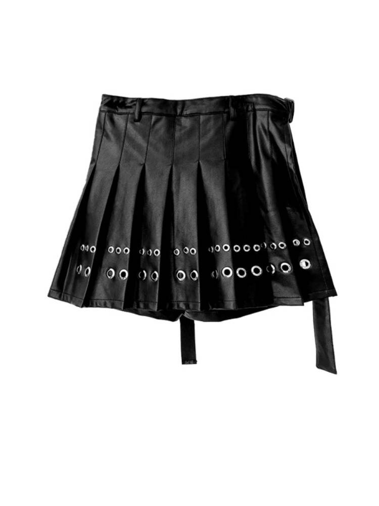 MWM FAUX LEATHER BUCKLE SKIRT