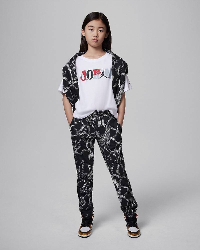 NIKE JORDAN GIRLS WJ BRKLYN FLEECE ALL OVER PRINT PANT