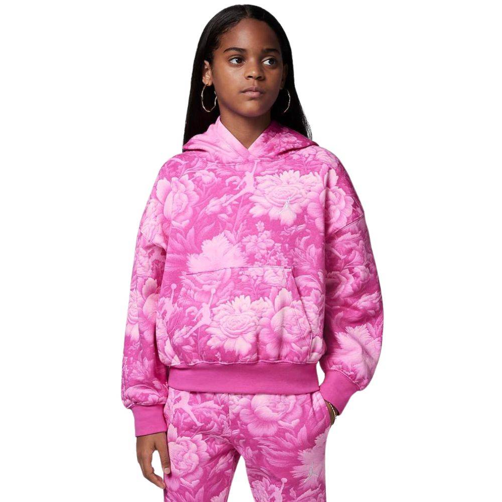 NIKE JORDAN GIRLS BRKLYN ESSENTIAL FLORAL ALL OVER PRINT PULLOVER