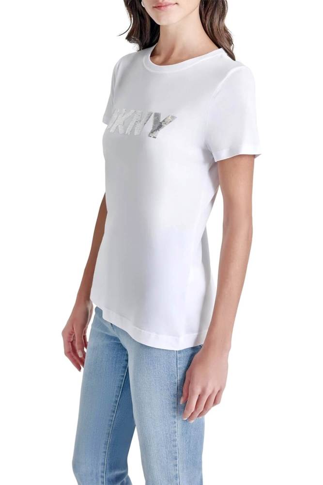DKNY SEQUIN LOGO TEE