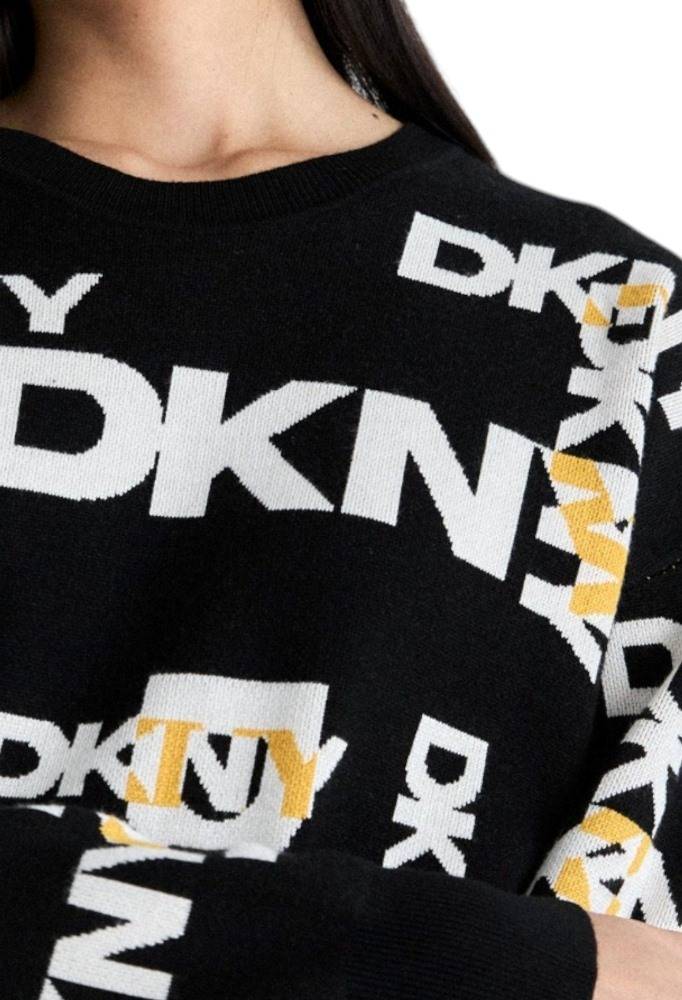 DKNY L/S LEGACY ALL OVER SWEATER
