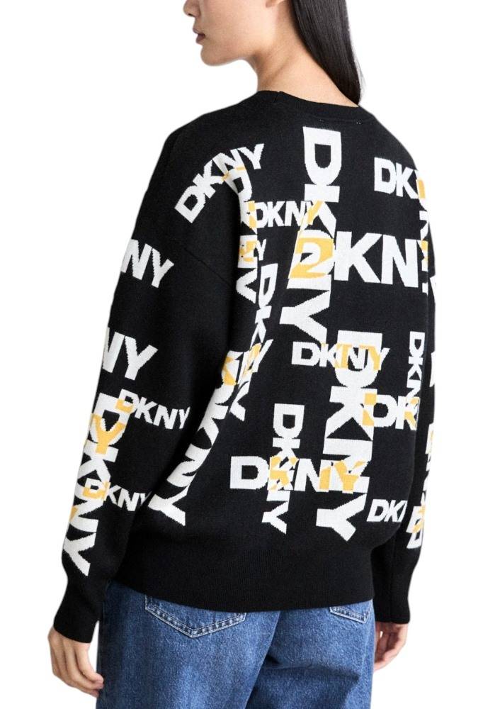 DKNY L/S LEGACY ALL OVER SWEATER