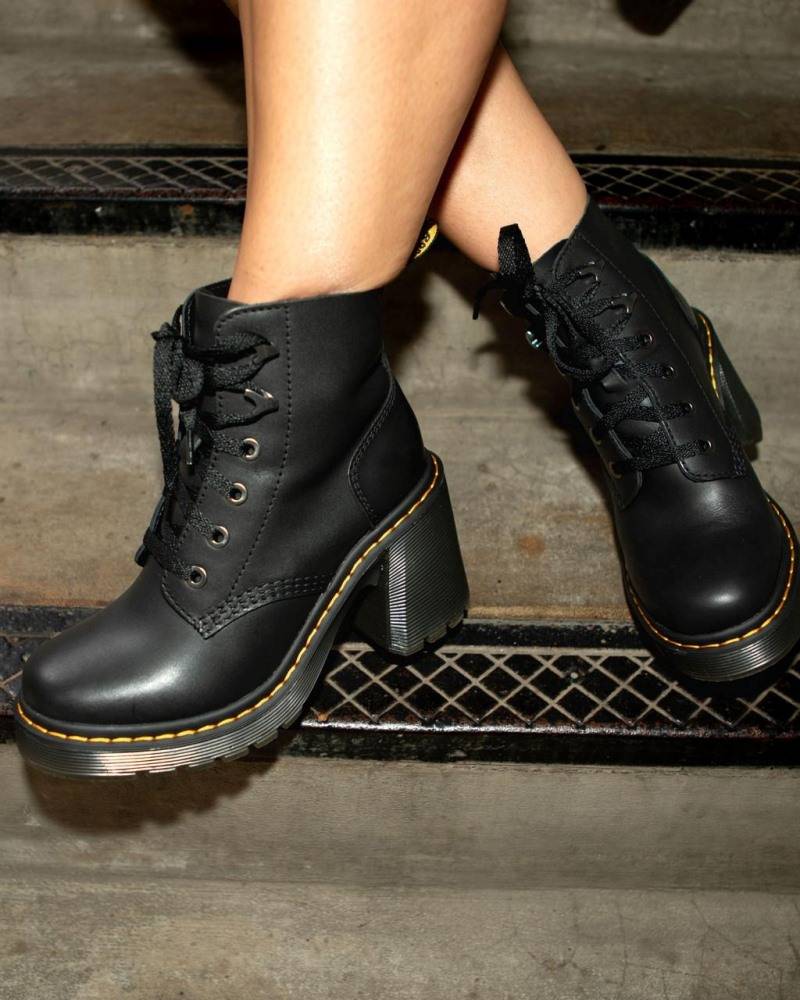 DR. MARTENS JESY SANDAL LACE UP FLARED HEEL BOOTS
