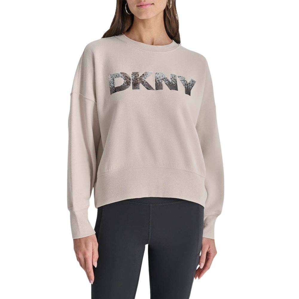 DKNY OMB SEQUIN LOGO PULLOVER