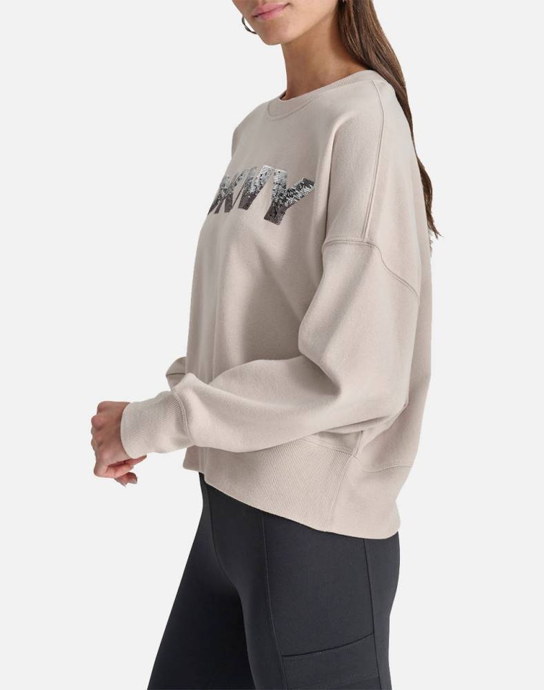 DKNY OMB SEQUIN LOGO PULLOVER