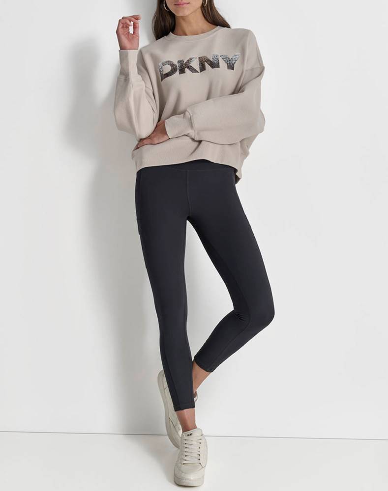 DKNY OMB SEQUIN LOGO PULLOVER