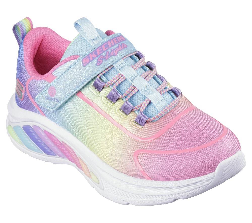 SKECHERS RAINBOW CRUISERS - LIGHTED BUNGEE & STRAP GIRLS SNEAKER