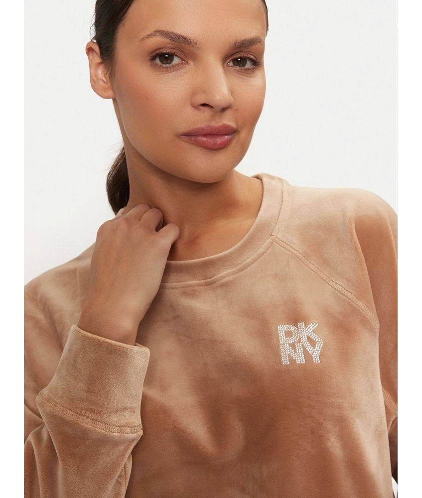 DKNY RHINESTONE LOGO CREW NECK PULLOVER